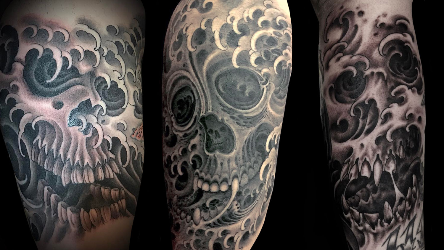 Water skull tattoo